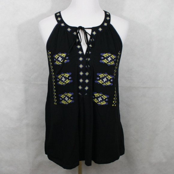 BCBGMaxAzria Tops - NWT BCBG Max Azria Black Cotton BOHO Blouse SZ L
